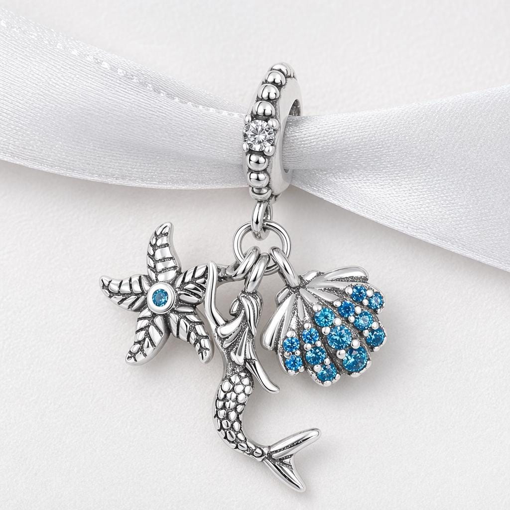 Ocean Mermaid sterling silver charm alternate view