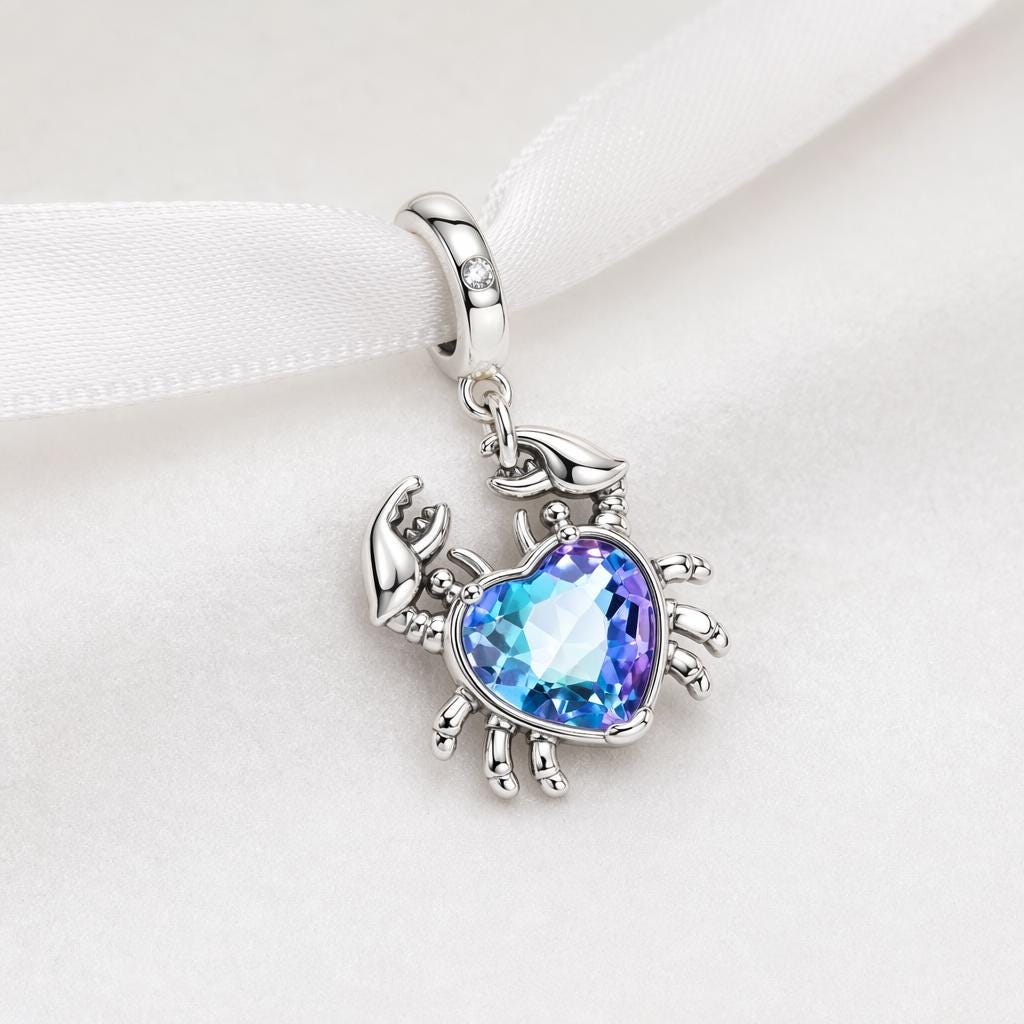 Crab Bead sterling silver charm alternate view