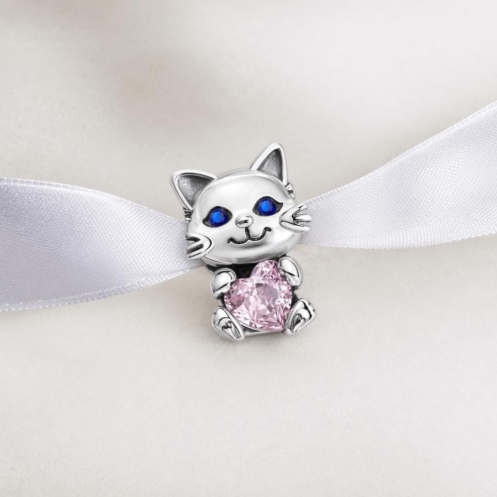Cat sterling silver charm alternate view