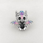 Baby Dragon Bead Fits Pandora Charm Bracelet, Silver Colorful Fantasy Animal Jewelry Gift