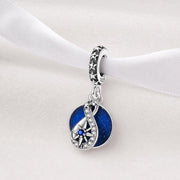 Infinity Night Sky Bead Fits Pandora Charm Bracelet, Blue Star Love Quote Jewelry Gift