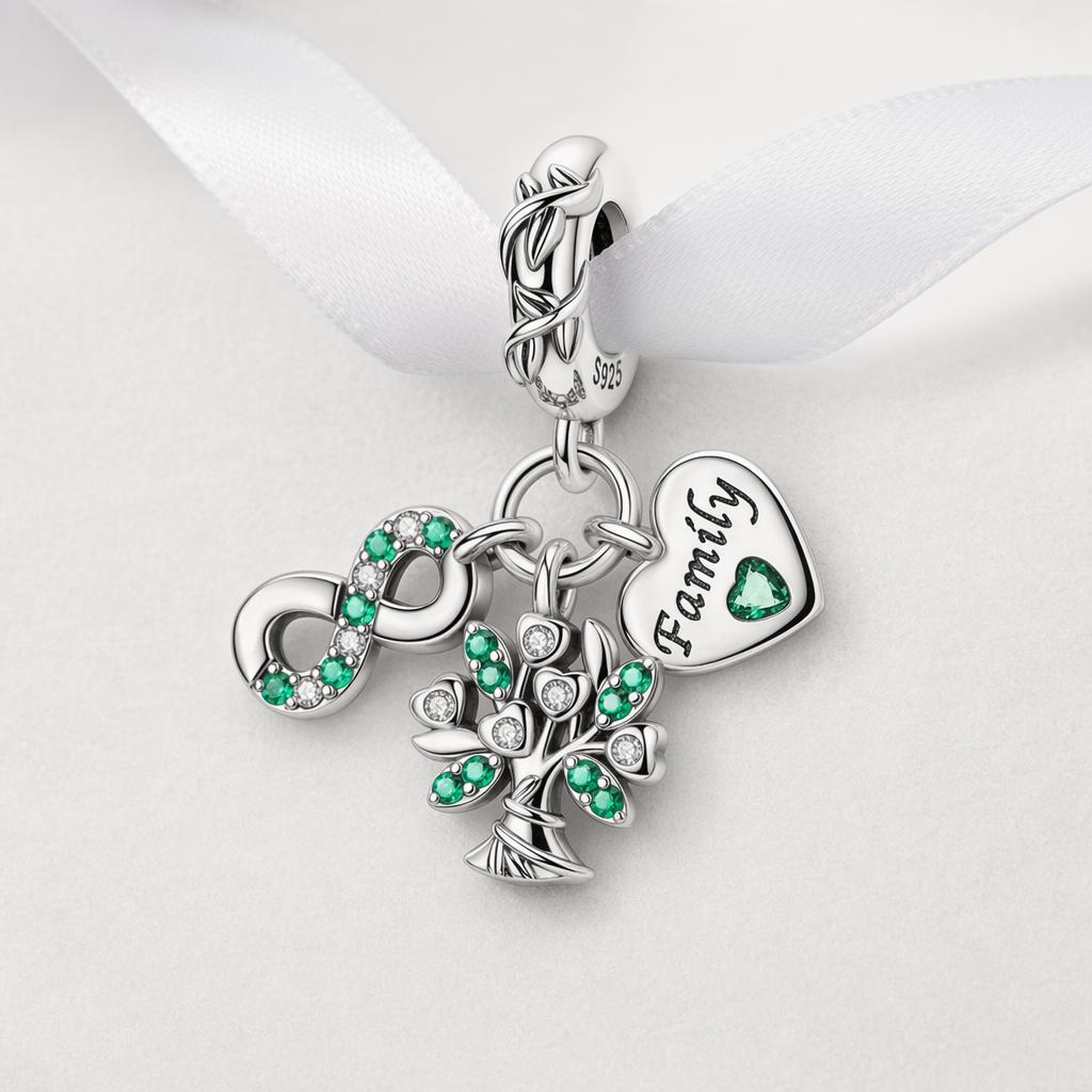 Family Tree Infinity sterling silver charm alternate view