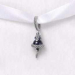 Snake Bead Fits Pandora Charm Bracelet, Blue Stone Silver Serpent Dangle Gothic Jewelry Gift