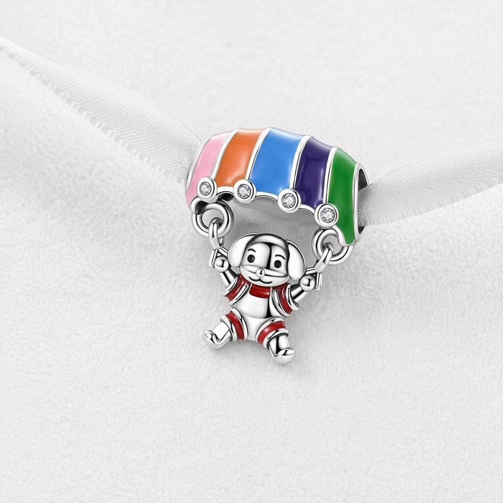 Parachute Puppy sterling silver charm alternate view