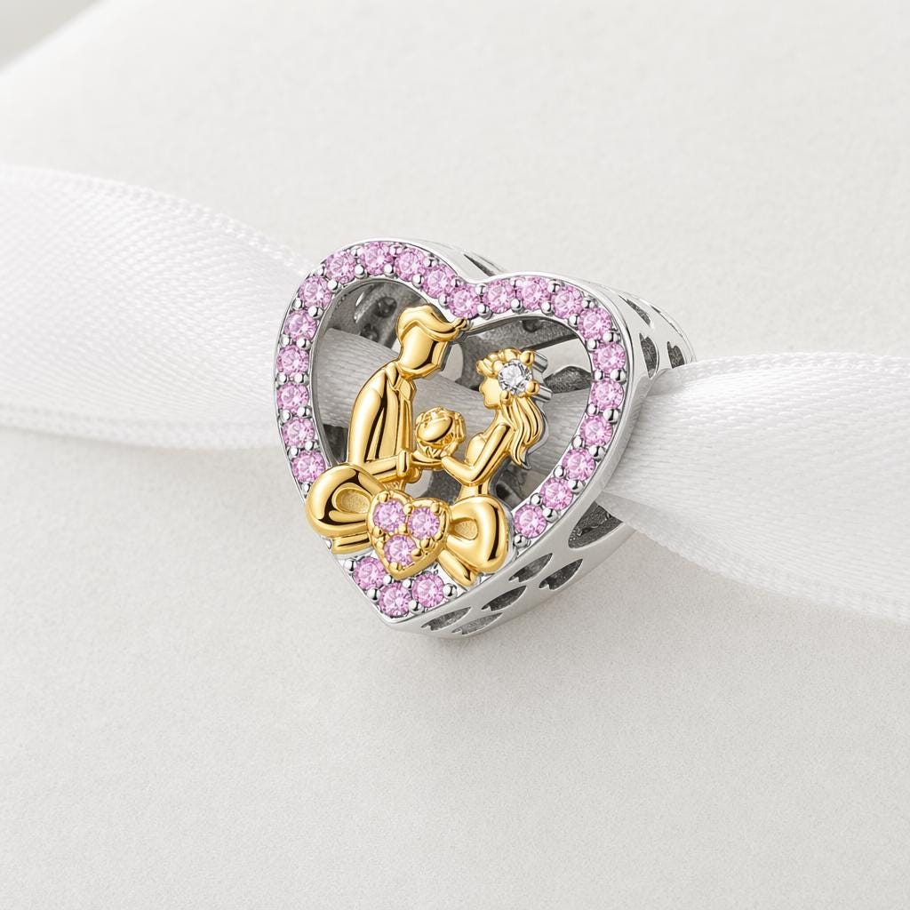 Romantic Couple sterling silver charm alternate view