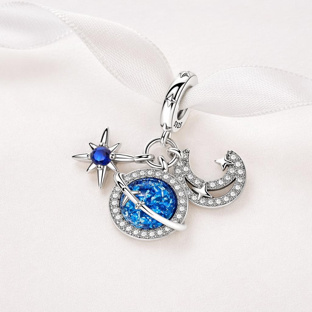 Planet Moon Star sterling silver charm alternate view