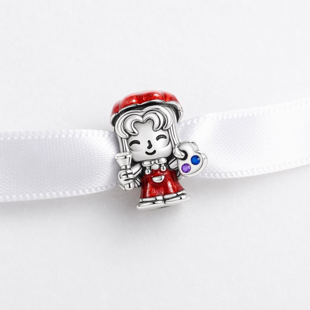 Artist Girl sterling silver charm alternate view