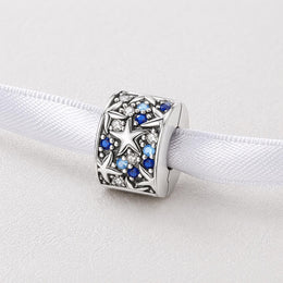 Starfish Galaxy Bead Fits Pandora Charm Bracelet, Silver Blue Crystal Ocean Jewelry, Summer Gift