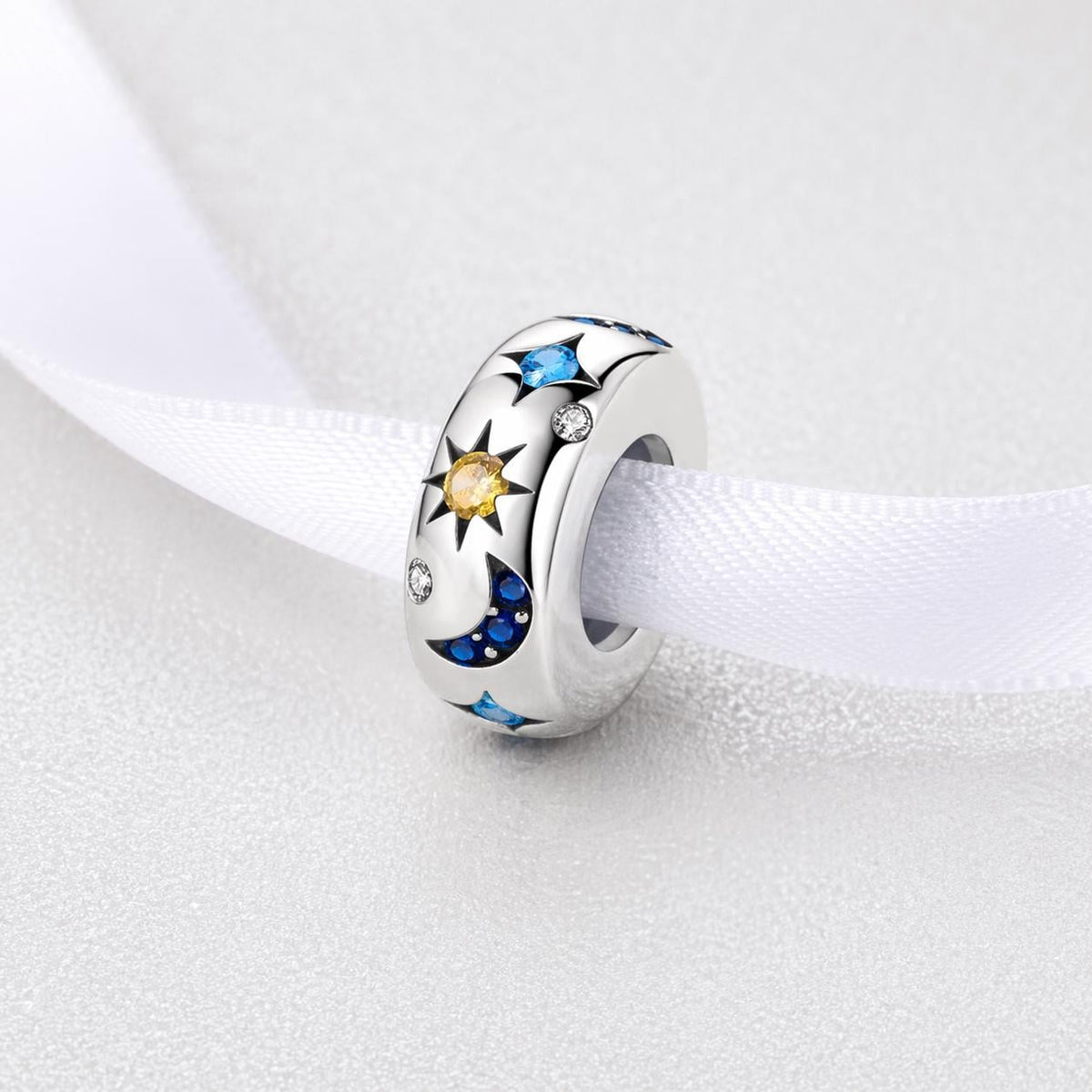Celestial Sun Moon Star sterling silver charm alternate view