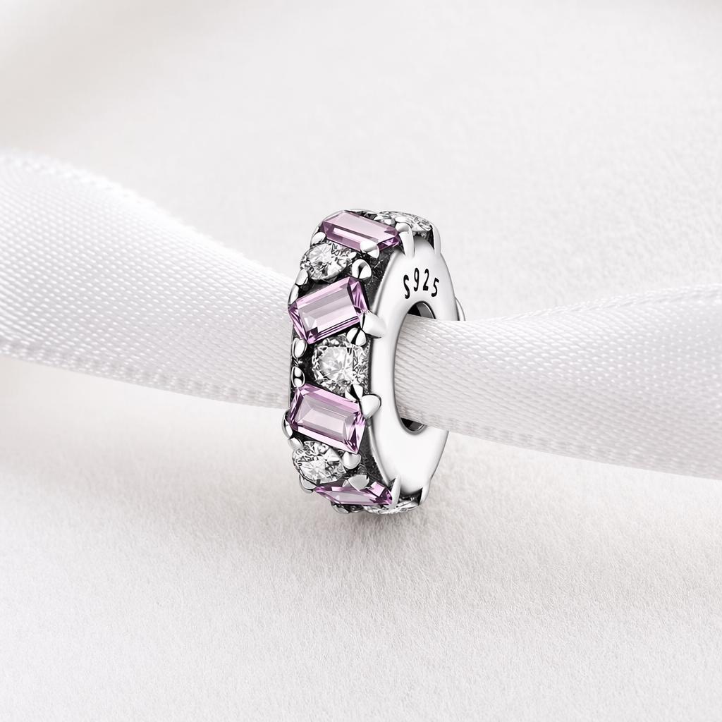 Pink Crystal Spacer sterling silver charm alternate view