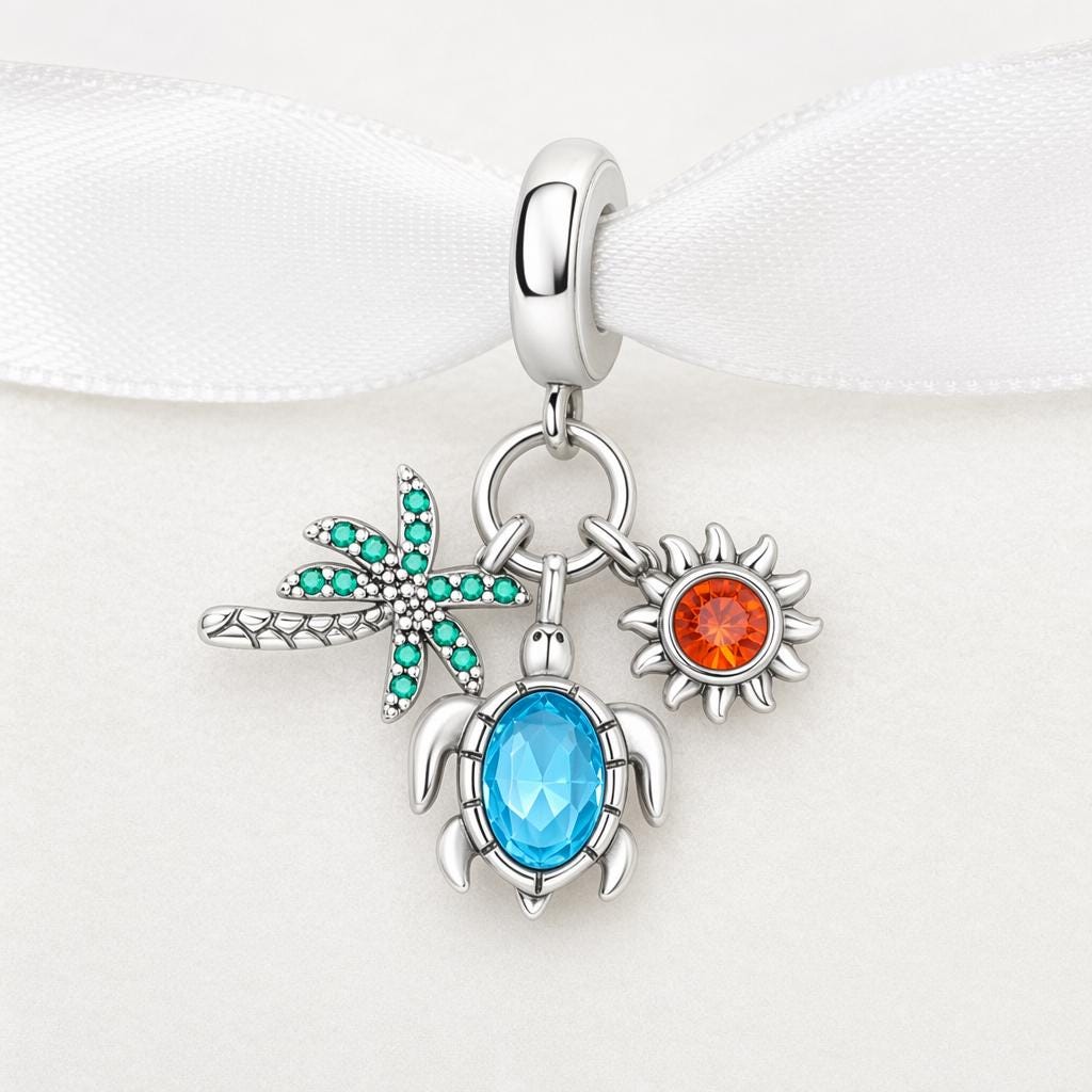 Tropical Turtle sterling silver charm alternate view