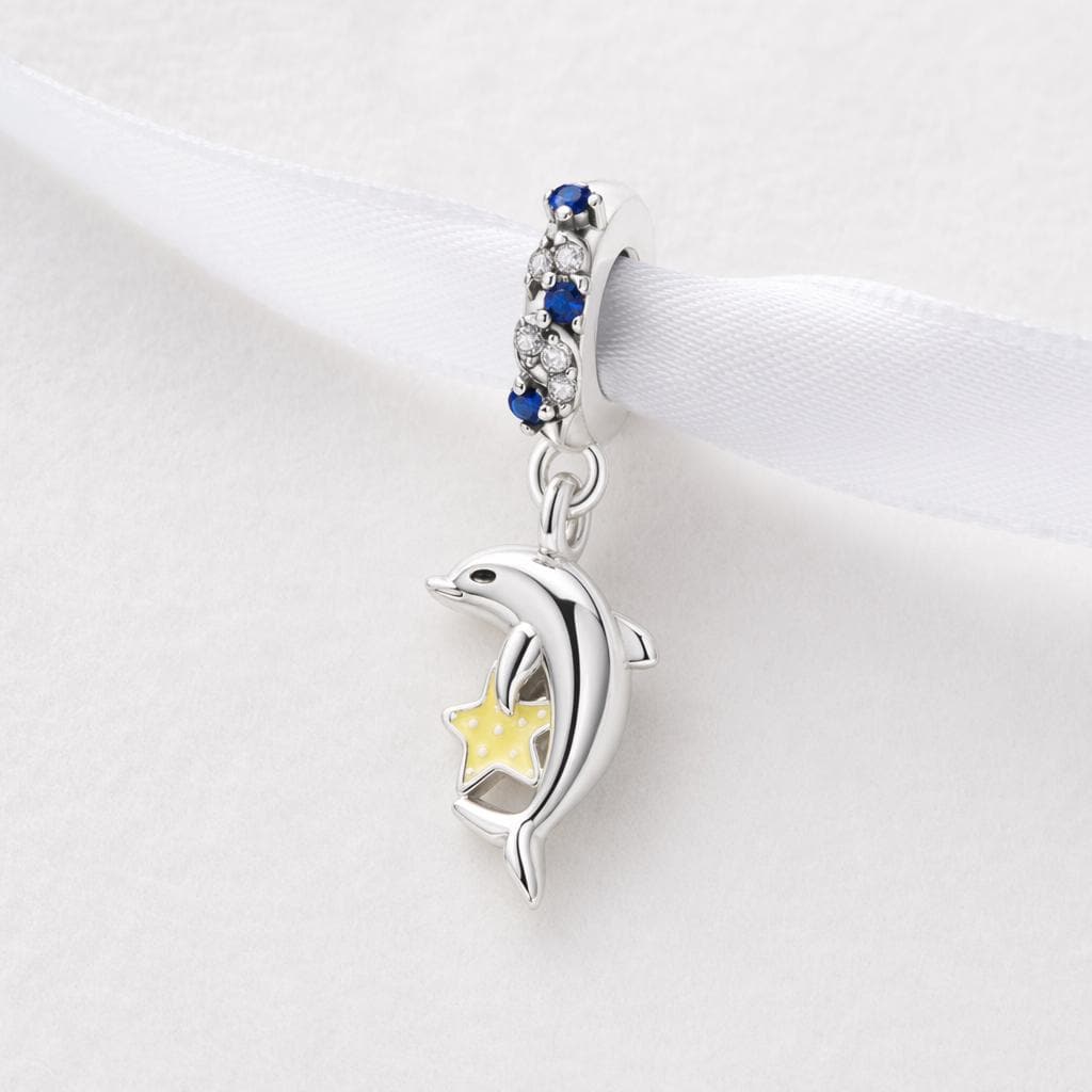Dolphin Star sterling silver charm alternate view