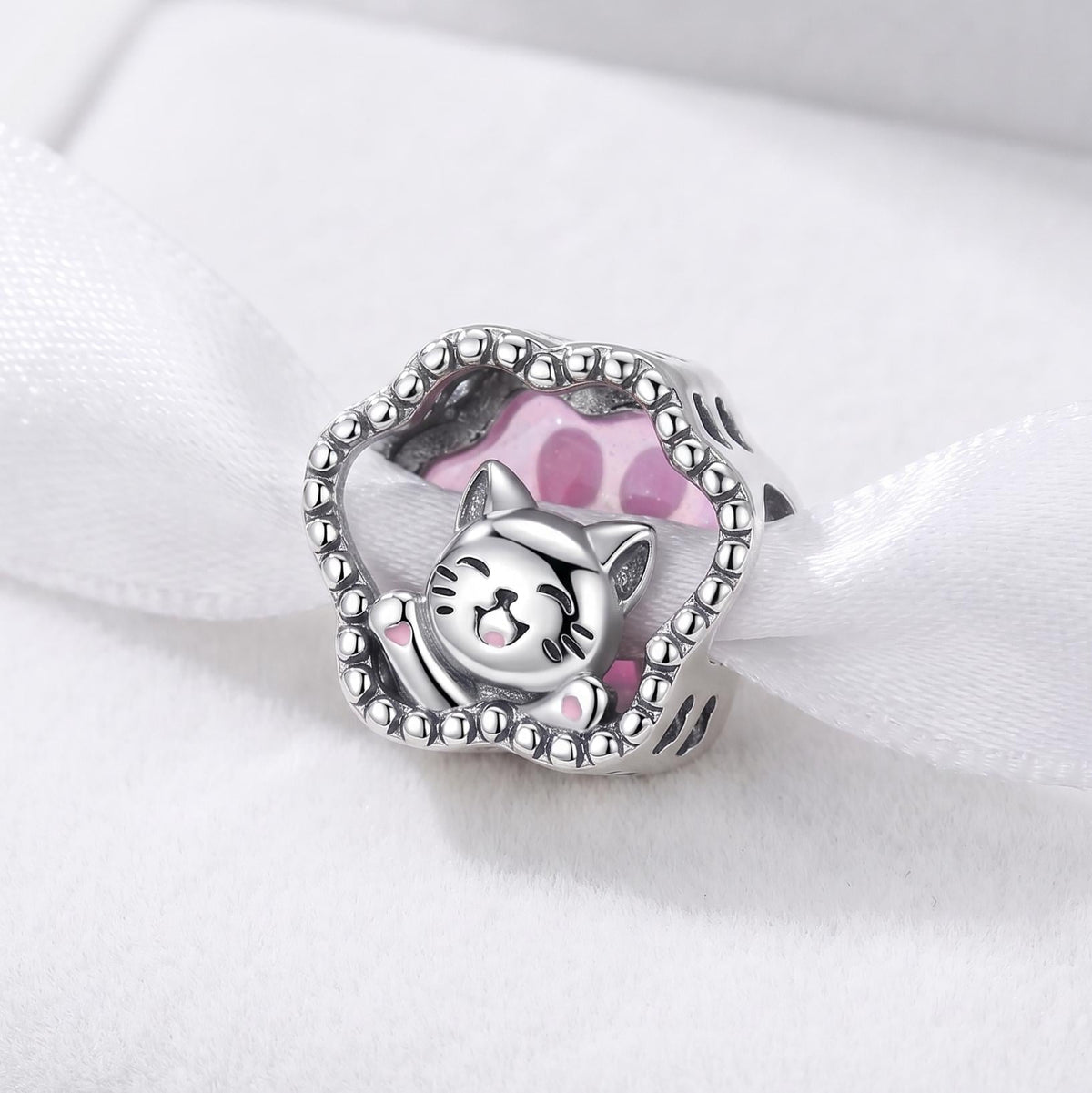 Lucky Cat Paw sterling silver charm alternate view