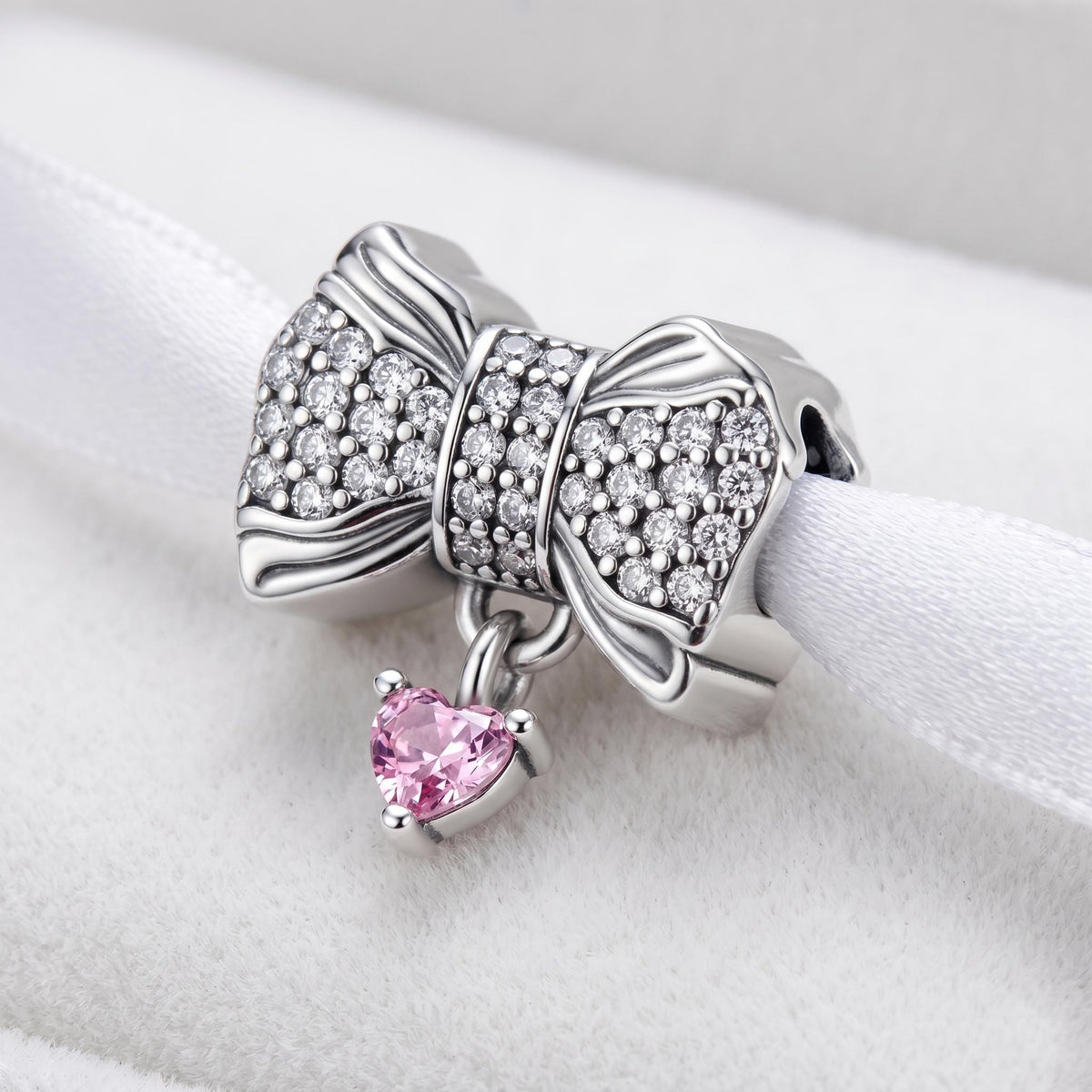 Sparkling Bow sterling silver charm alternate view