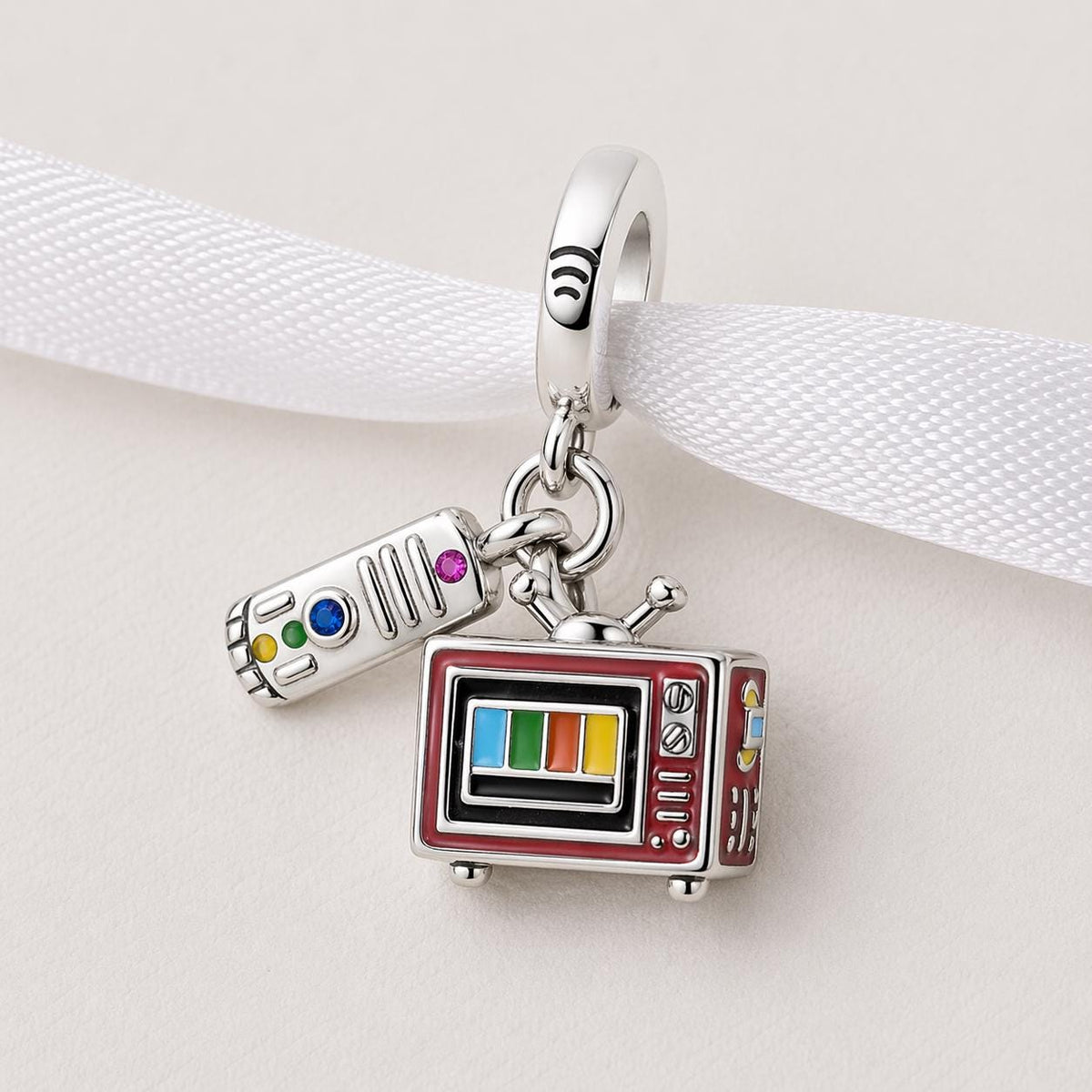 Retro TV sterling silver charm alternate view