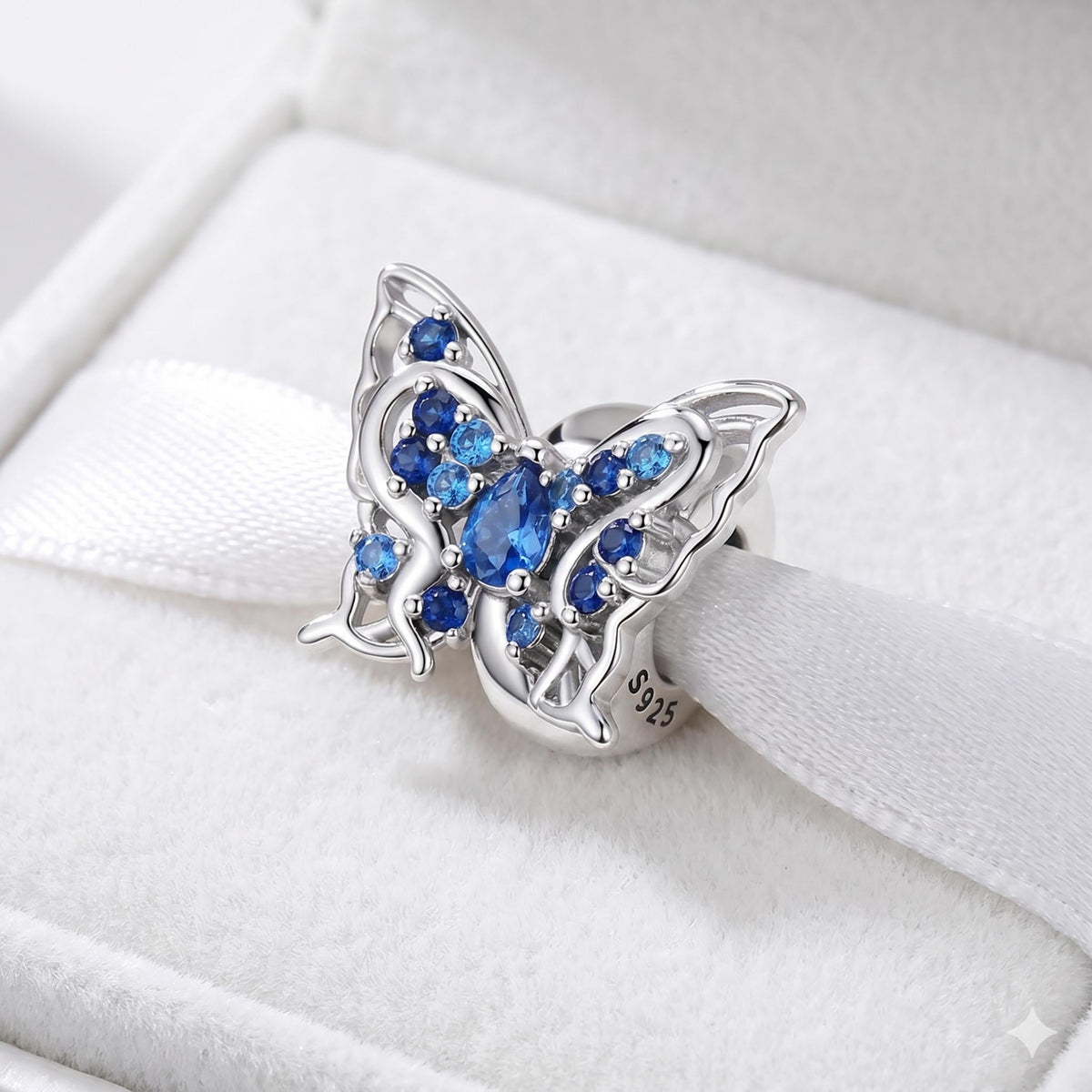 Blue Butterfly sterling silver charm alternate view