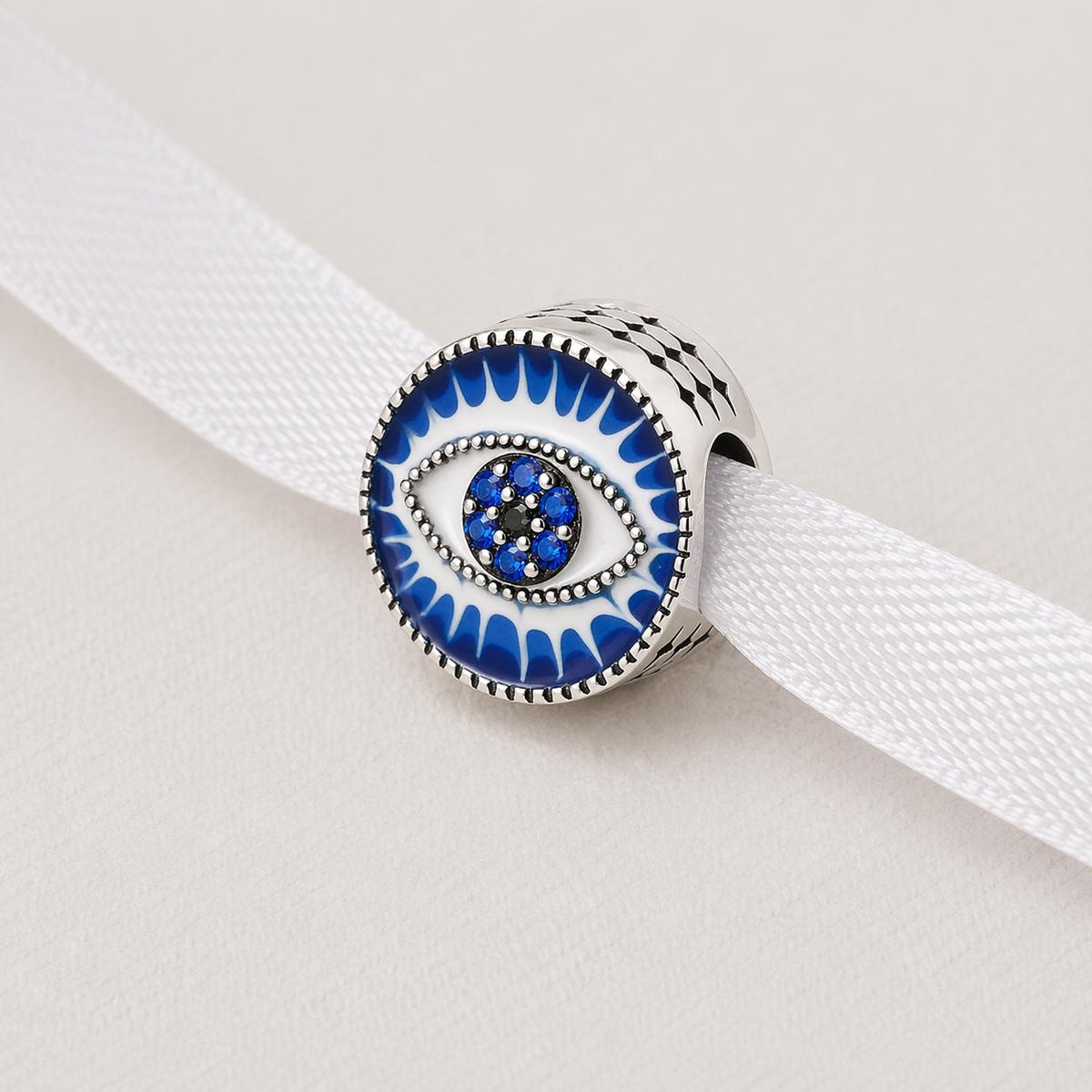 Blue Evil Eye sterling silver charm alternate view