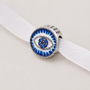 Blue Evil Eye Bead Fits Pandora Charm Bracelet, Silver Nazar Protection Symbol Jewelry Gift