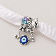Lucky Elephant Bead Fits Pandora Charm Bracelet, Silver Evil Eye Horseshoe Protection Jewelry Gift