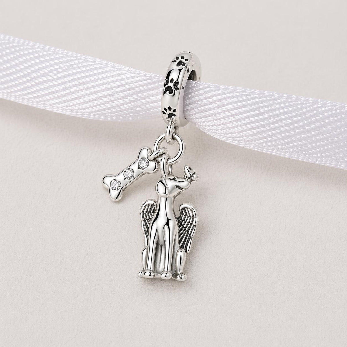 Angel Dog Bone sterling silver charm alternate view