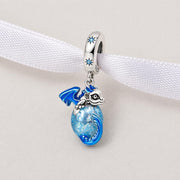 Blue Dragon Bead Fits Pandora Charm Bracelet, Mythical Creature Silver Dangle Fantasy Magic Gift