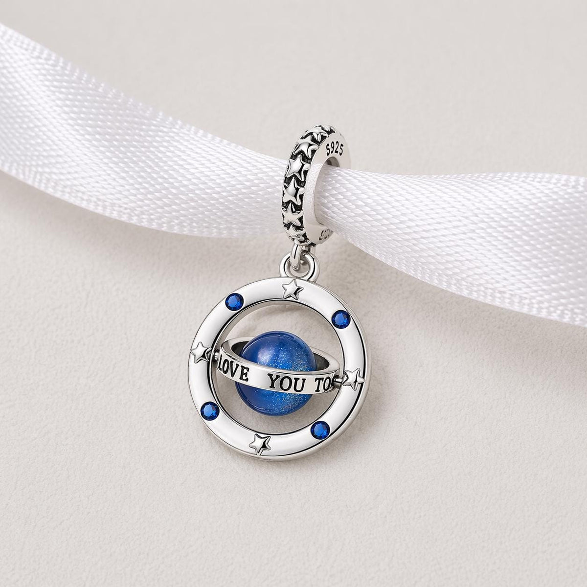 Love You To The Moon sterling silver charm alternate view