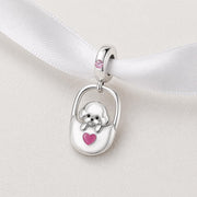 Poodle Puppy in Bag Dangle Fits Pandora Charm Bracelet, Dainty Pet Gift for Her