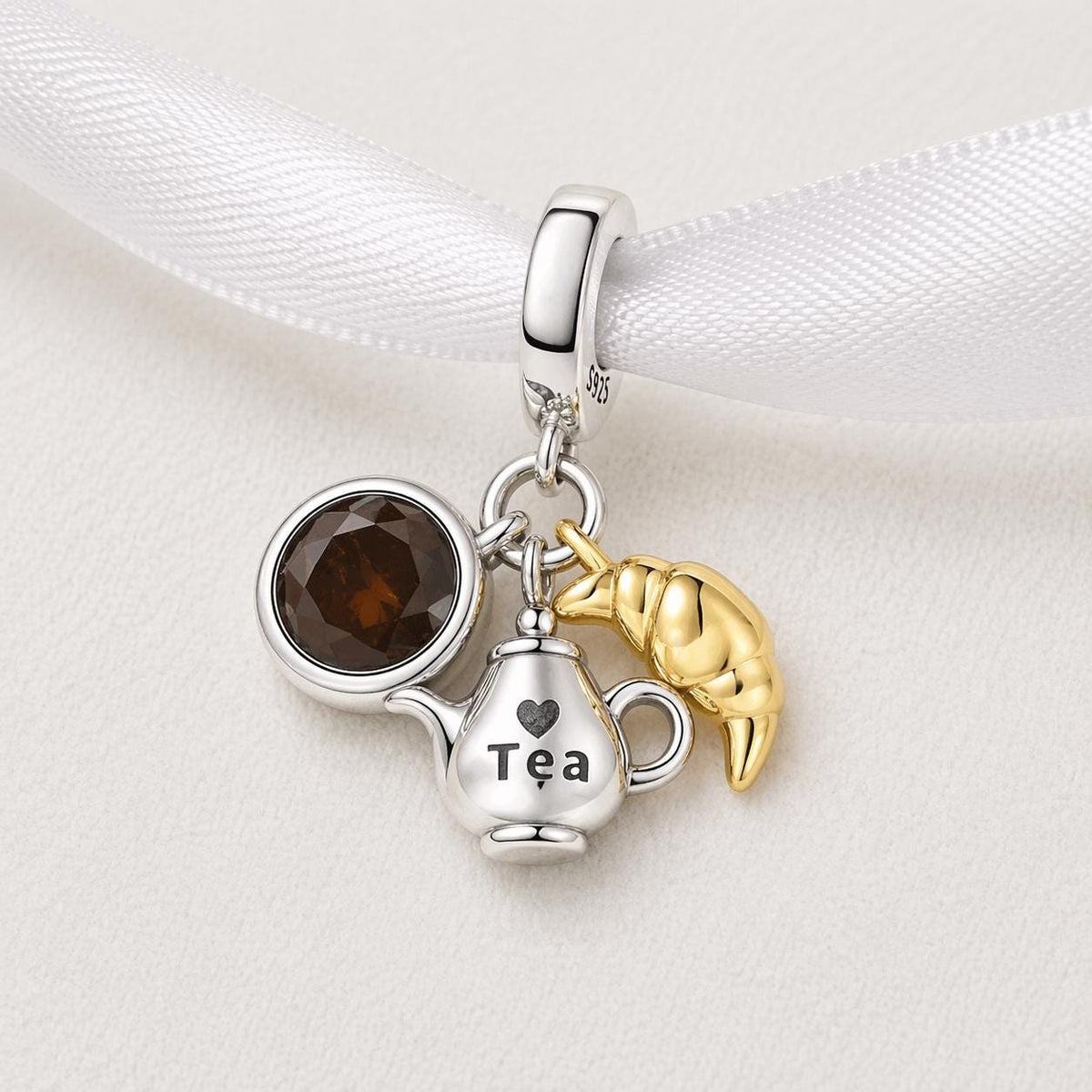 Tea Time sterling silver charm alternate view