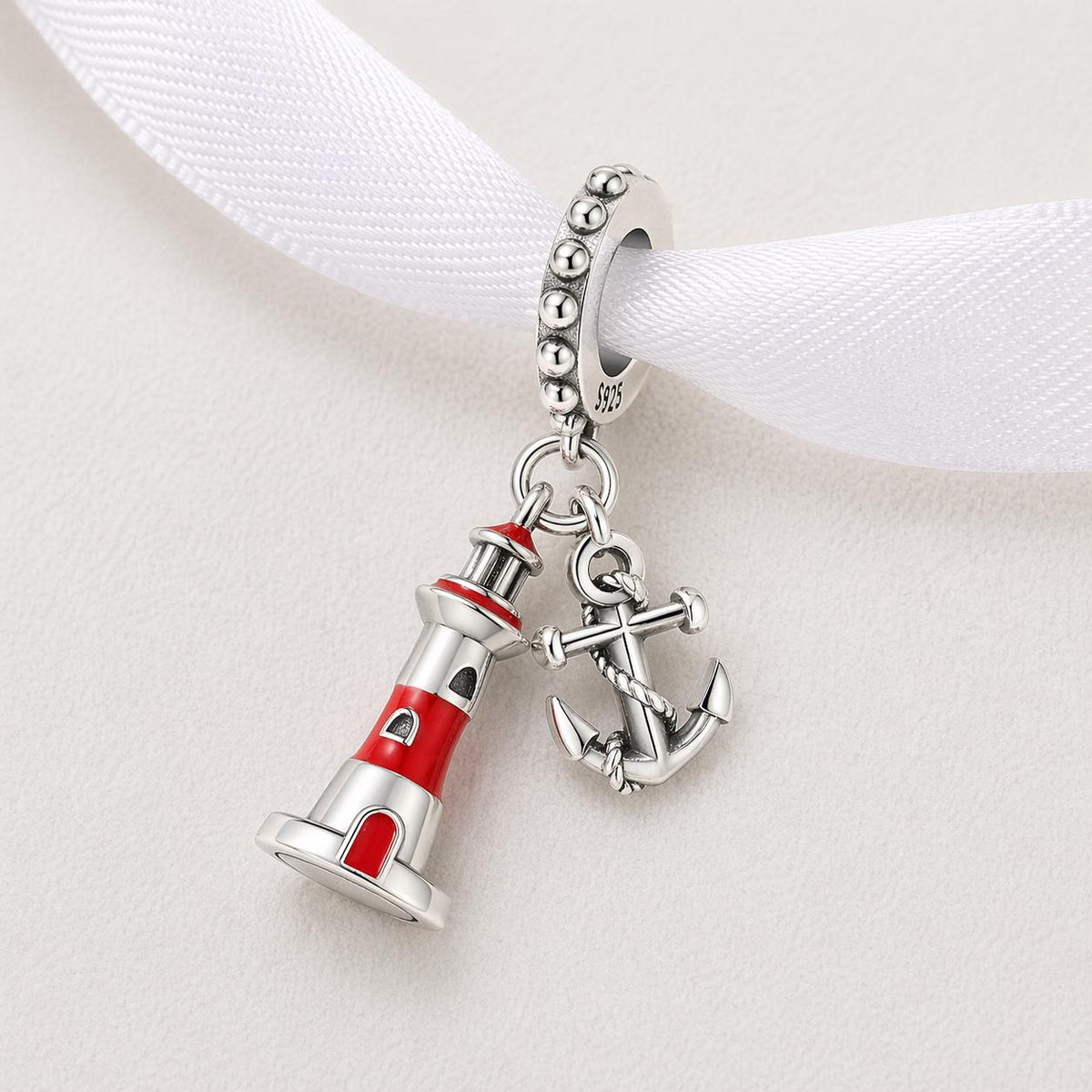 Lighthouse Anchor sterling silver charm alternate view