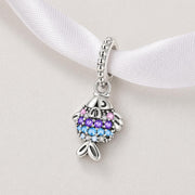 Fish Bead Fits Pandora Charm Bracelet, 925 Sterling Silver Colorful Crystal Dangle, Tropical Jewelry
