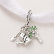 Gardening Bead Fits Pandora Charm Bracelet, 925 Sterling Silver Growing Strong Dangle, Nature Gift