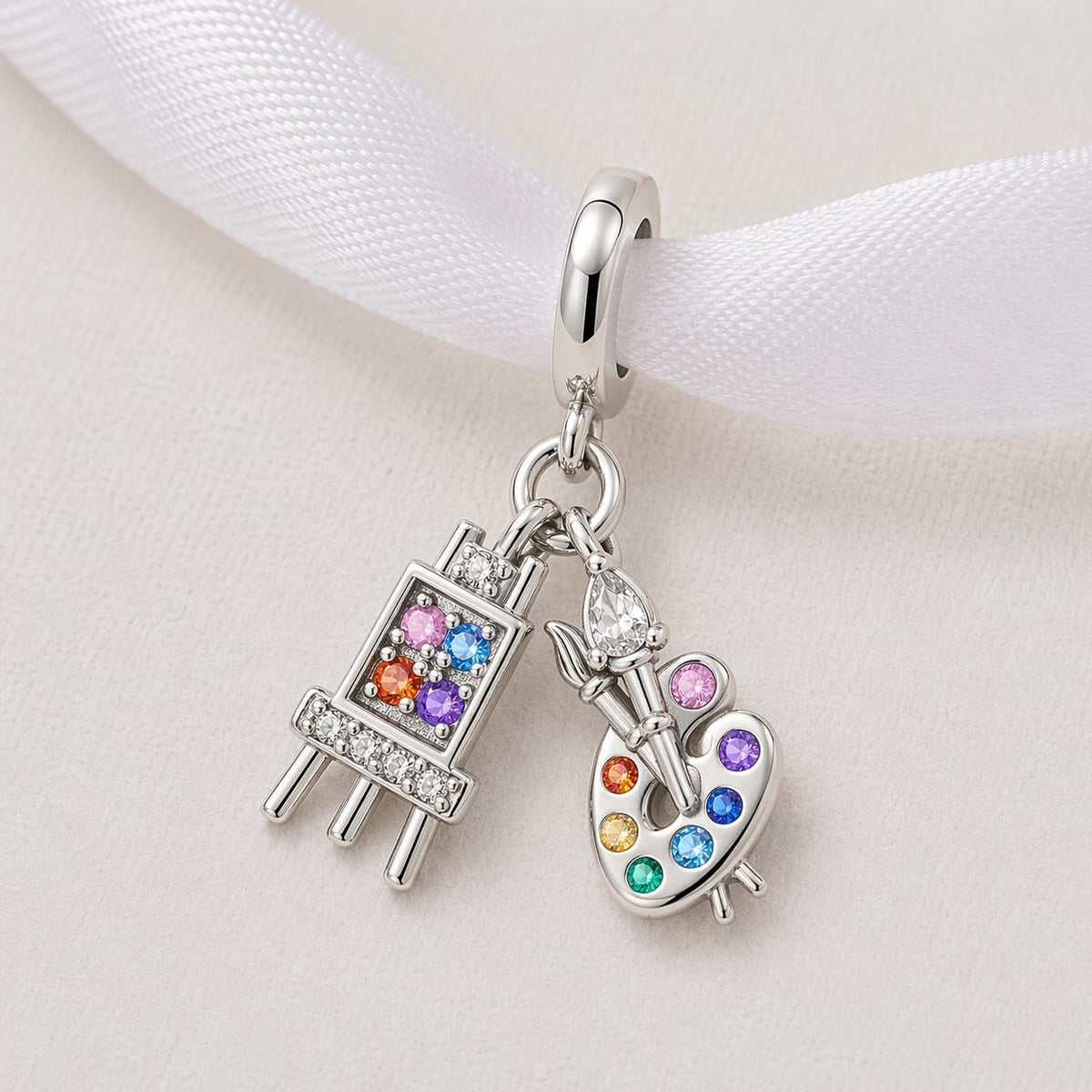 Artist Palette Easel sterling silver charm alternate view