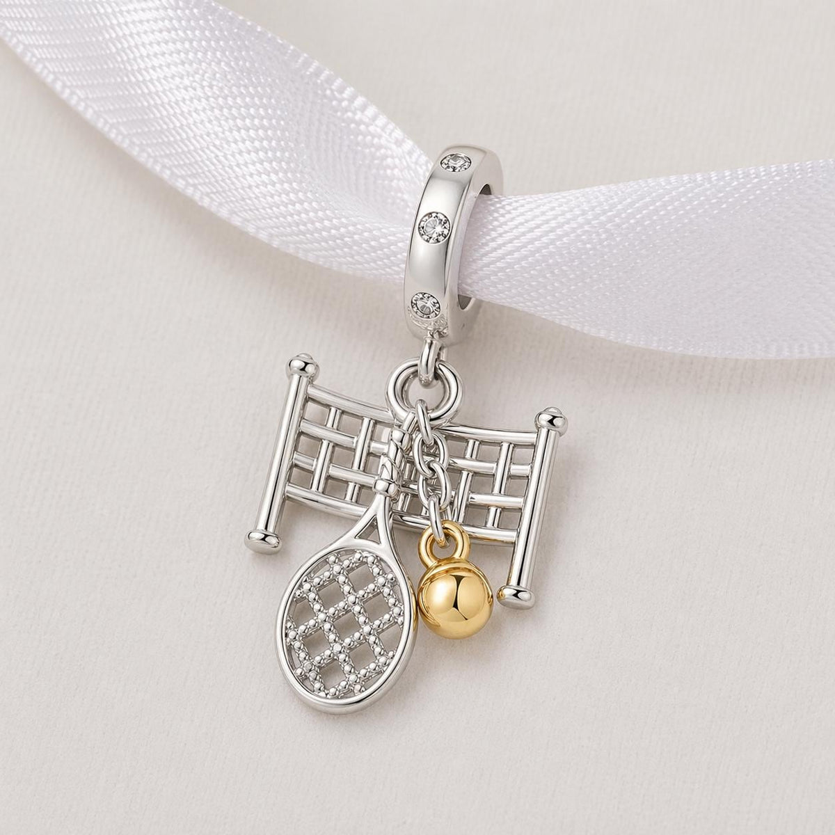 Tennis Court sterling silver charm alternate view