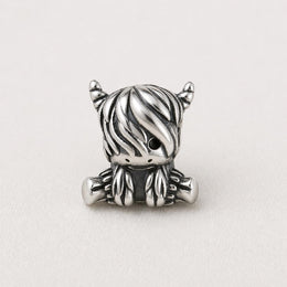 Baby Highland Cow Calf Bead Fits Pandora Charm Bracelet, 925 Sterling Silver Heilan Coo