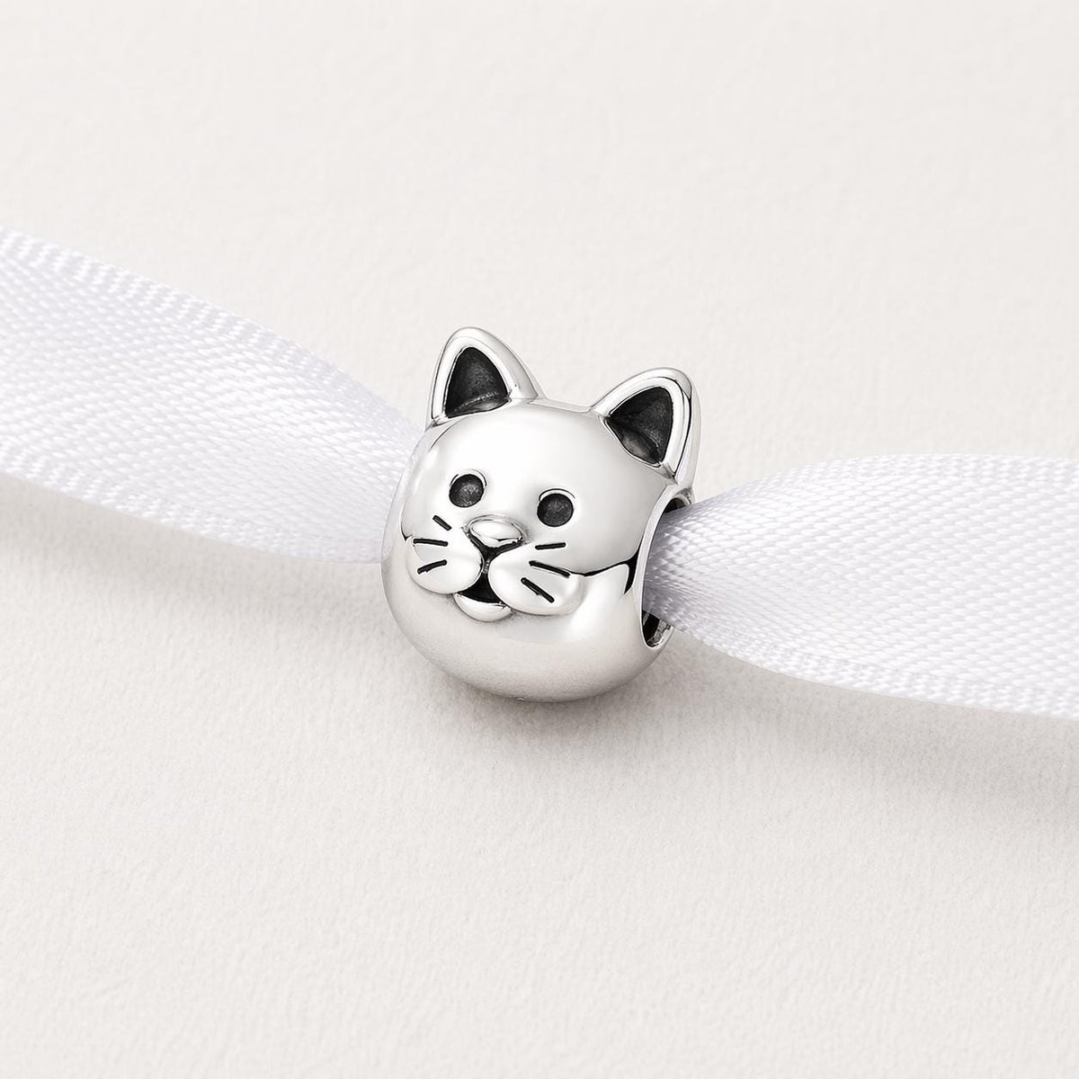 Cat Head sterling silver charm alternate view