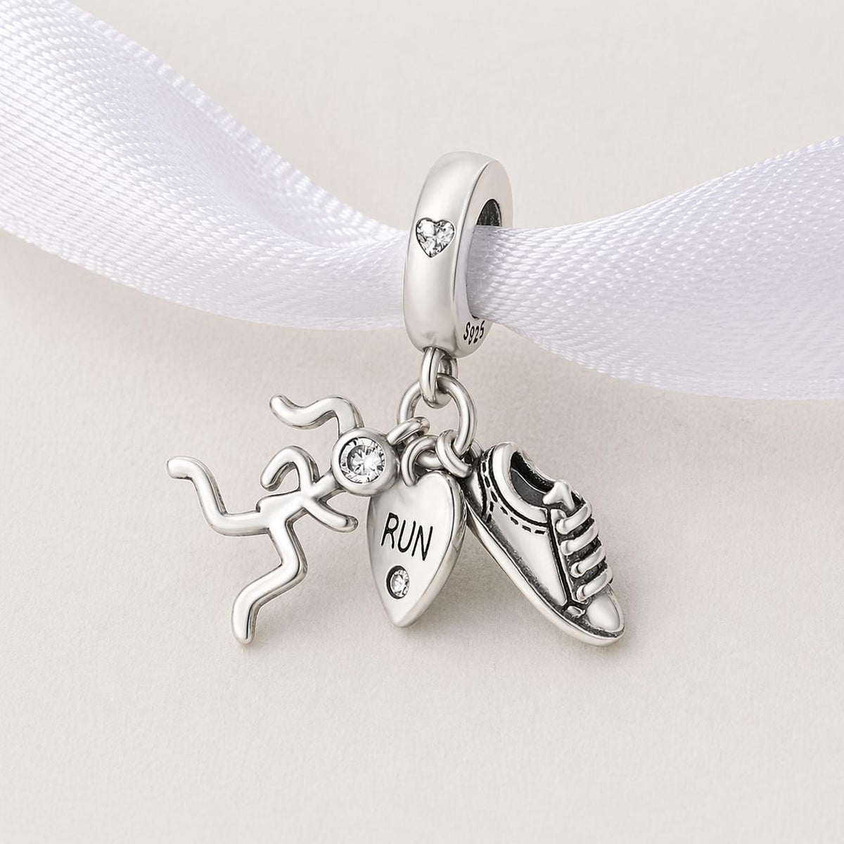 Running Girl sterling silver charm alternate view