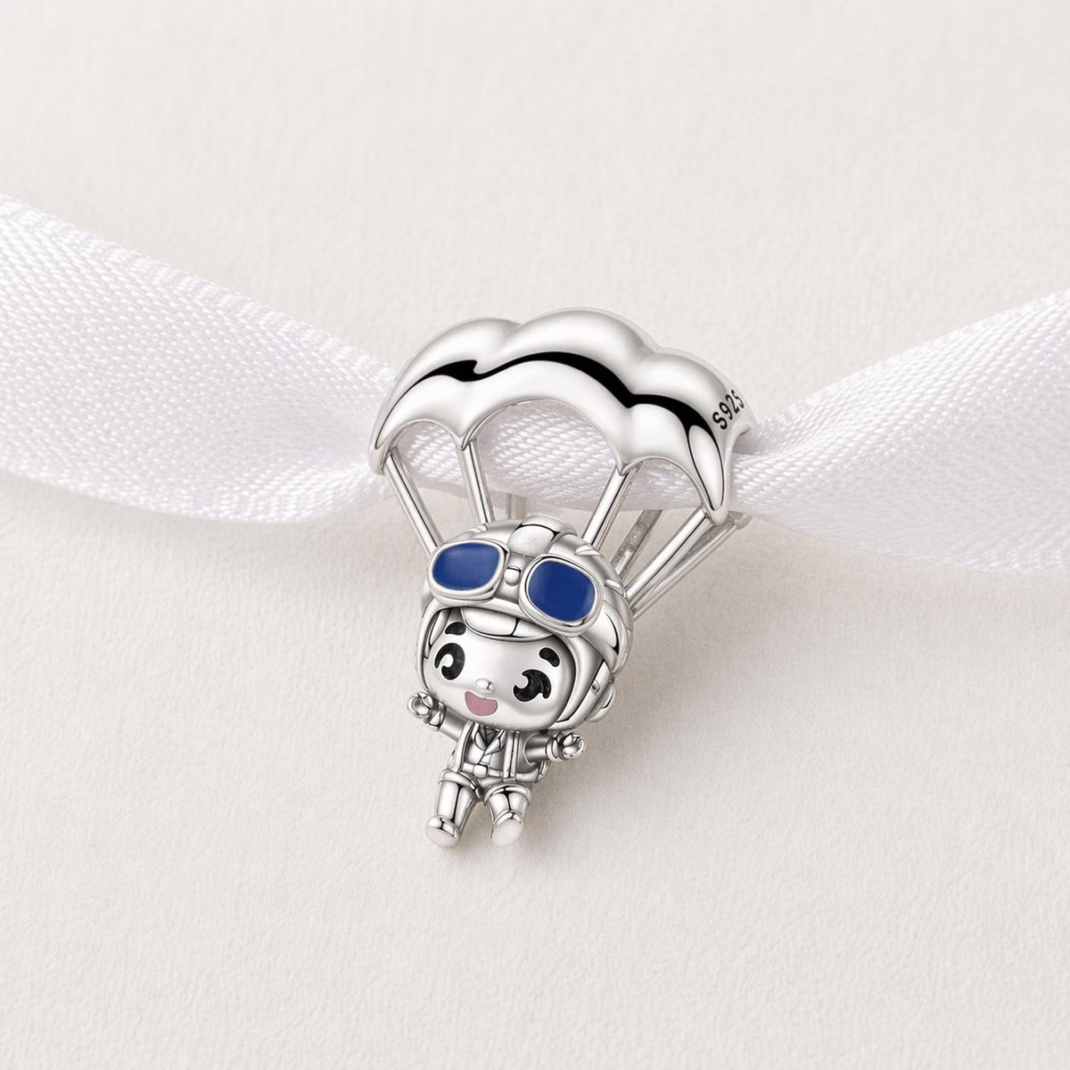 Parachute Skydiver sterling silver charm alternate view