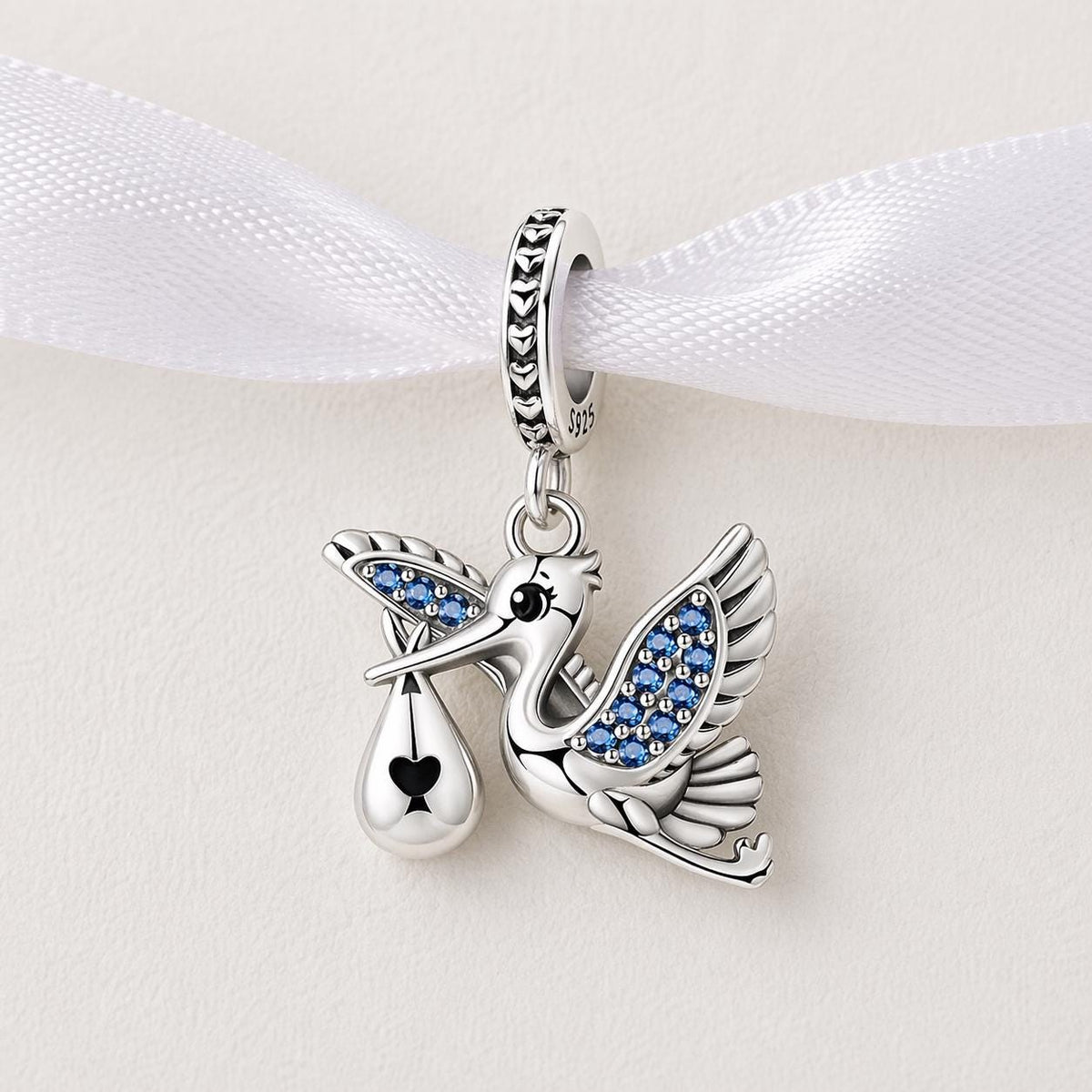 Stork sterling silver charm alternate view