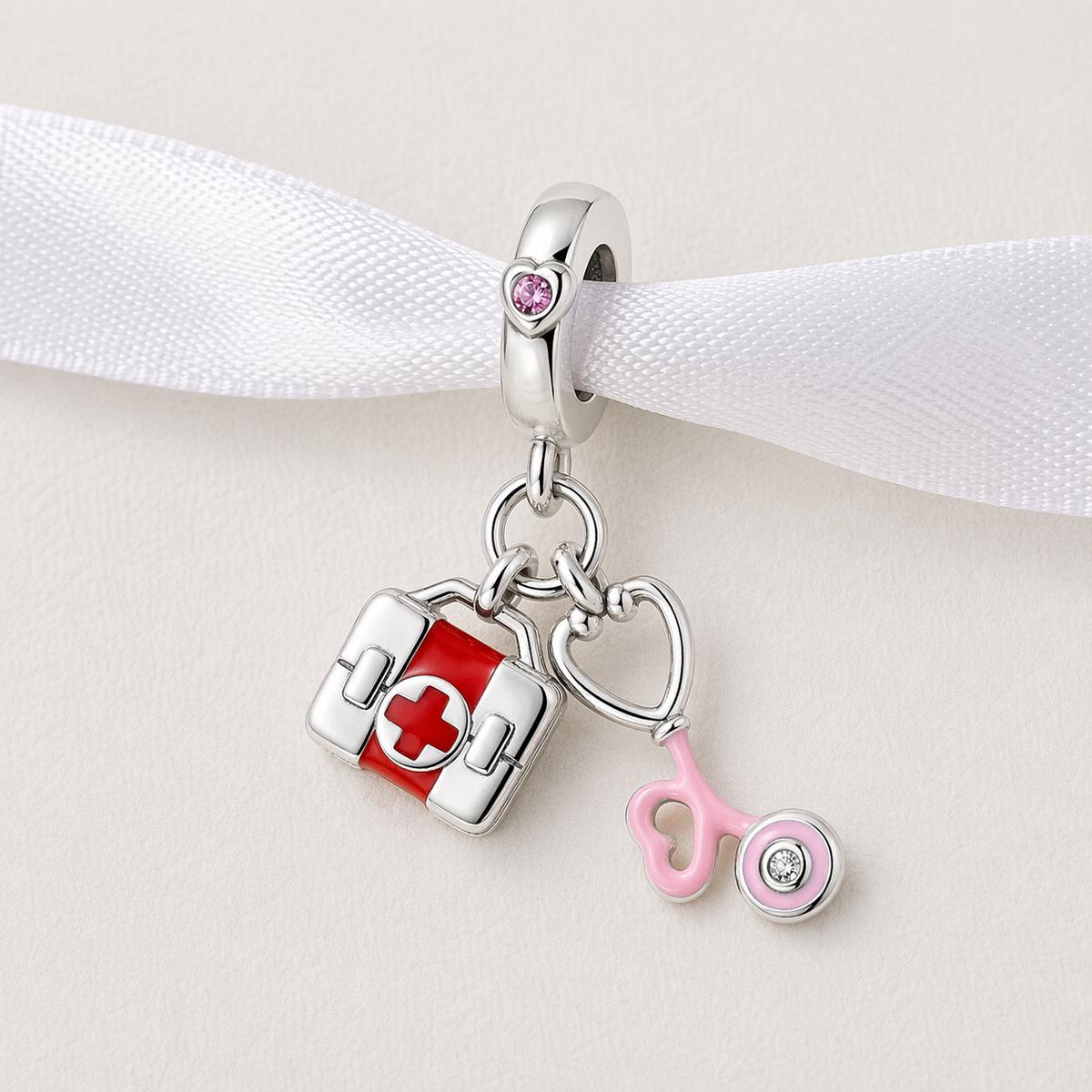 Medical Nurse sterling silver charm alternate view