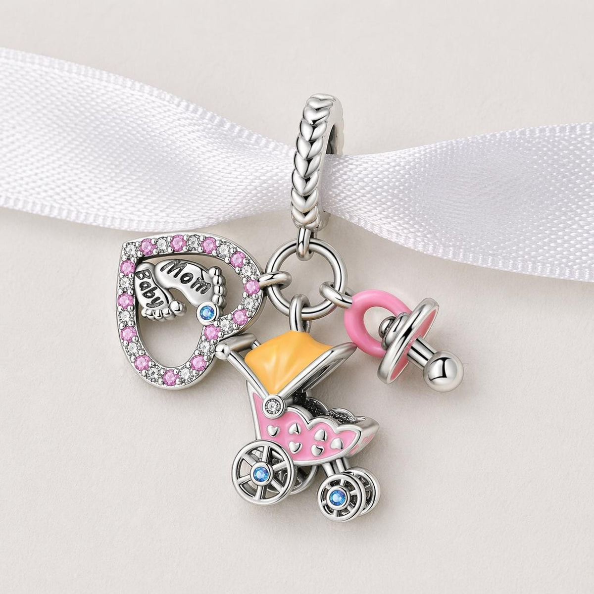 Baby Stroller sterling silver charm alternate view