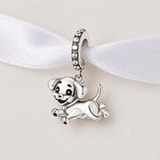 Playful Puppy Dangle Bead Fits Pandora Charm Bracelet, Silver Labrador Dog Animal Jewelry Gift