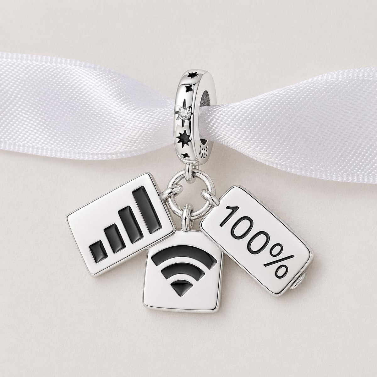 WiFi Battery Signal sterling silver charm alternate view