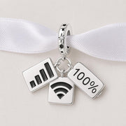 WiFi Battery Signal Dangle Fits Pandora Charm Bracelet, Silver 100% Tech Geek Gift
