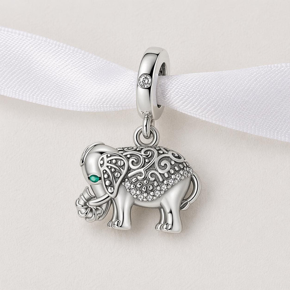 Ornate Elephant sterling silver charm alternate view