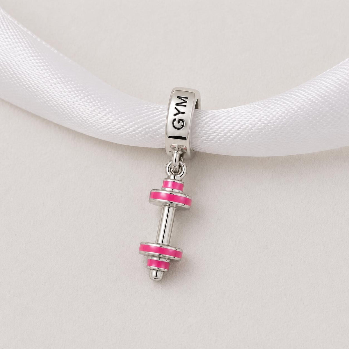 Pink Dumbbell sterling silver charm alternate view