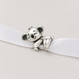 Sleeping Koala Bead Fits Pandora Charm Bracelet, Silver Australia Animal Souvenir Jewelry Birthday Gift
