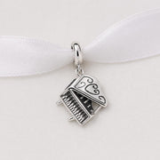 Piano Bead Fits Pandora Charm Bracelet, Silver Musical Instrument Dangle, Music Teacher Graduation Jewelry
