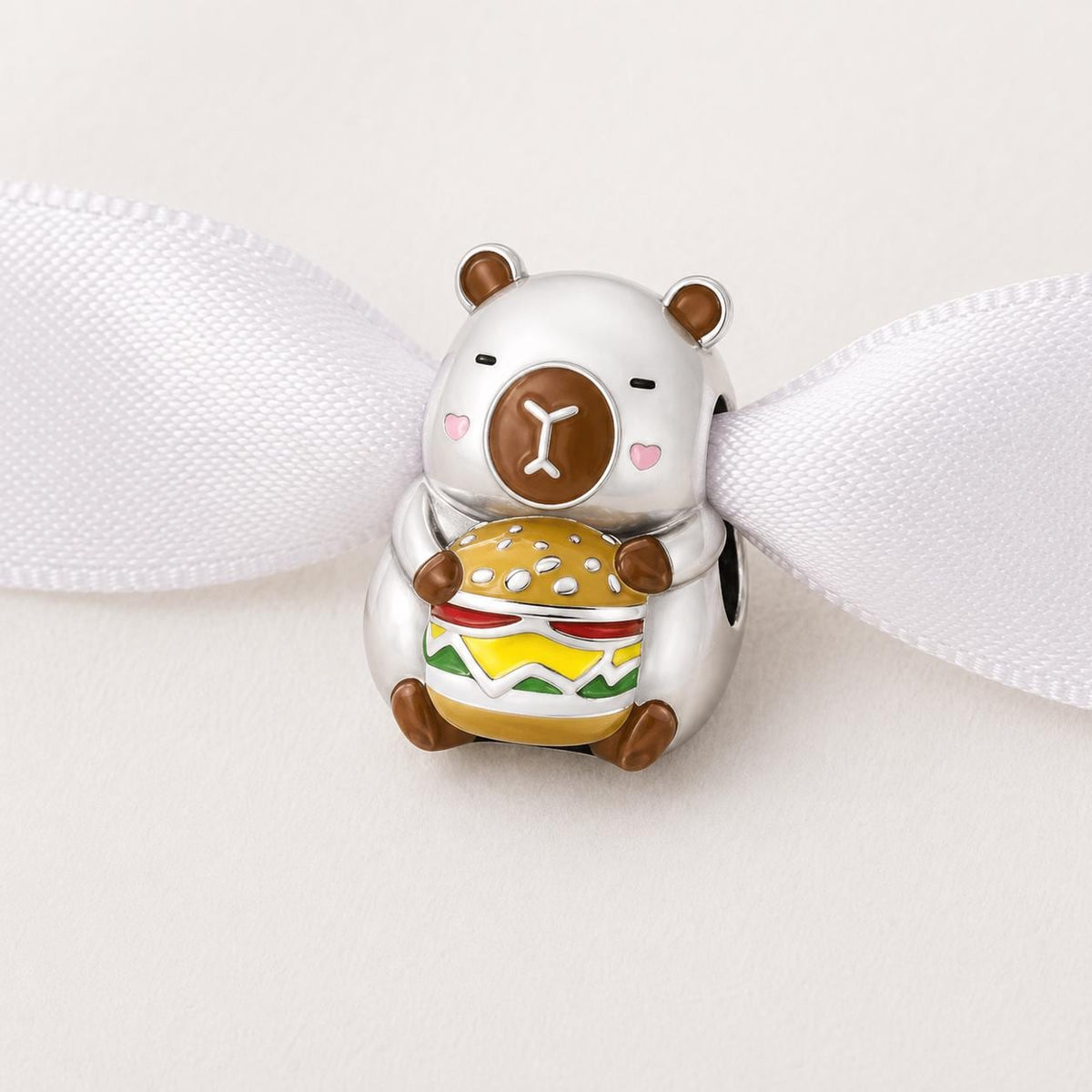 Capybara Burger sterling silver charm alternate view