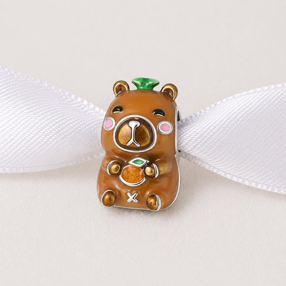 Capybara sterling silver charm alternate view