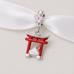 Japan Bead Fits Pandora Charm Bracelet, 925 Silver Japanese Torii Gate Jewelry Travel Gift